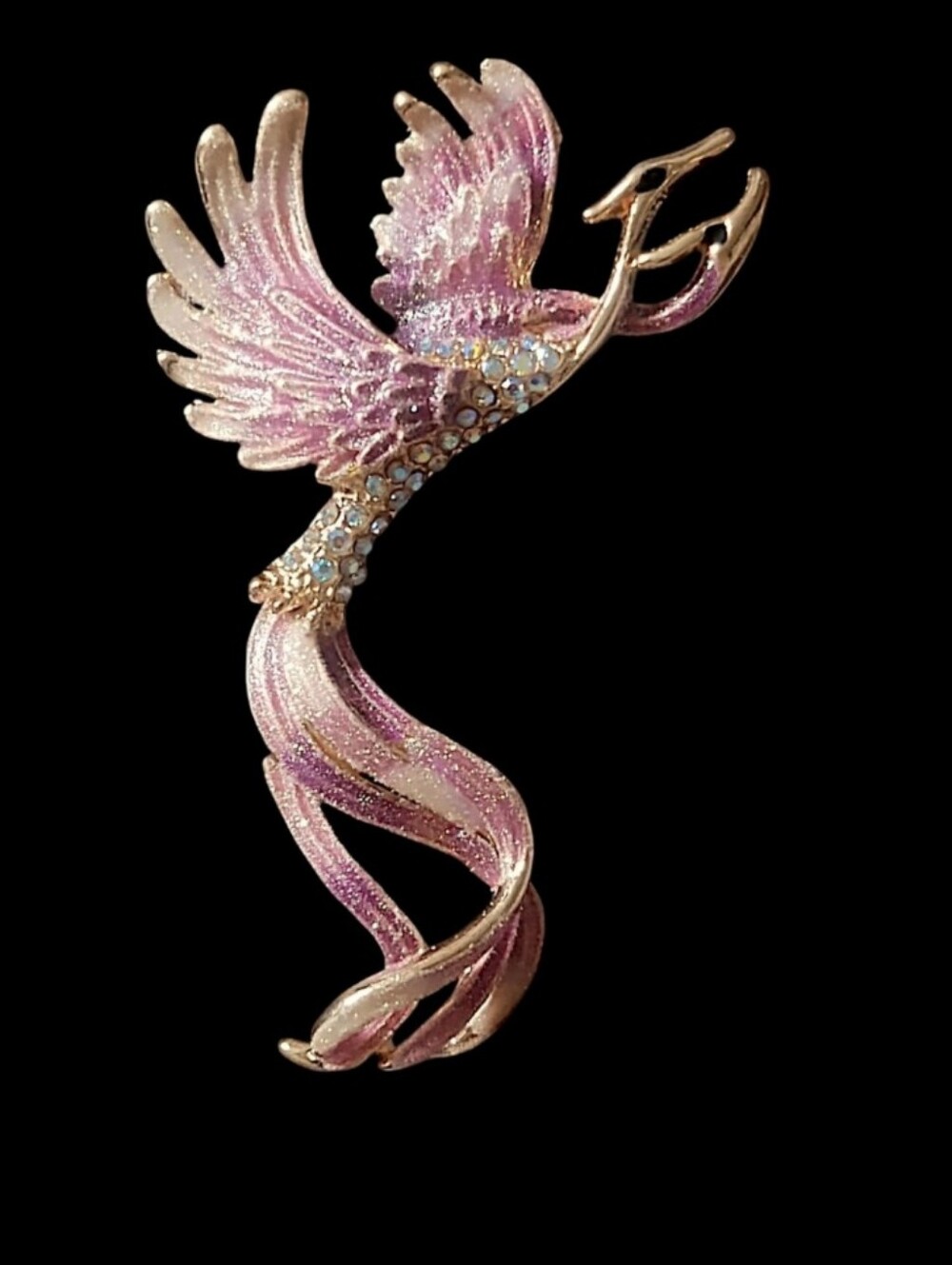Pink Enamel Firebird Brooch